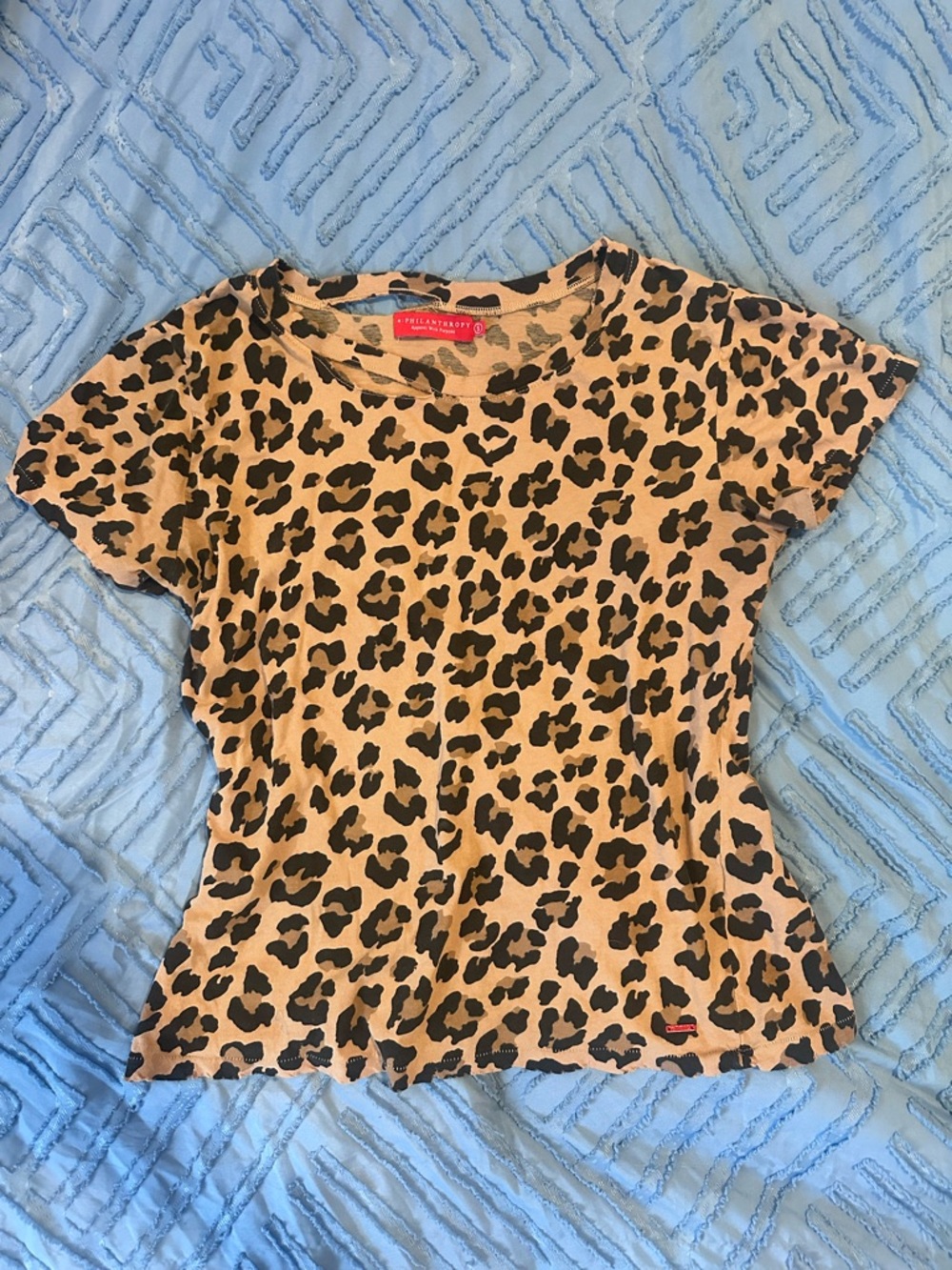 n:PHILANTHROPY Leopard Print Short Sleeve Tee - Brown/Black distressed - Picture 2 of 4